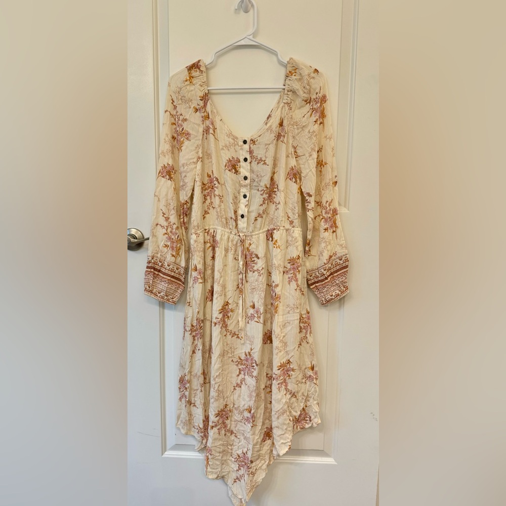 Knox Rose Cream Floral Boho Button-Front Dress